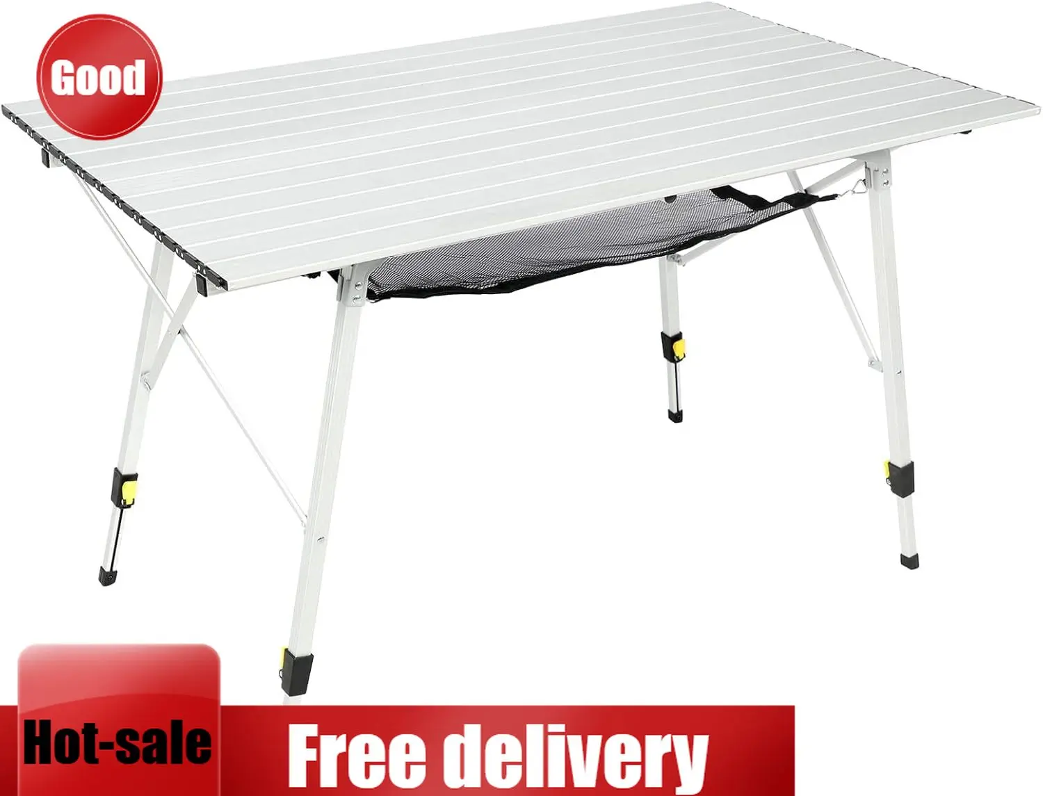 Hot-sellingCamping Table Portable Foldable with Adjustable Legs, Aluminum Folding Table Roll Up Table with Carrying Bag for Outd