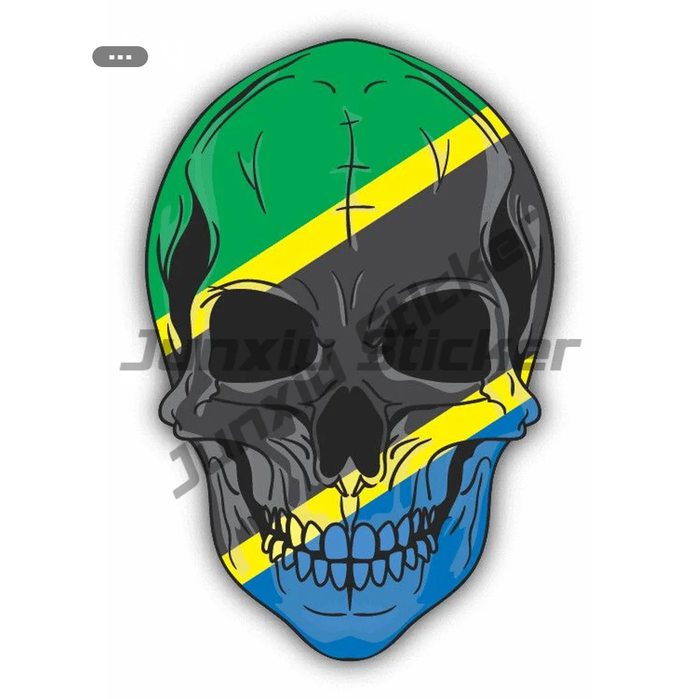 

Tanzania Skull Flag Car Sticker Camper Suv Bumper Custom Vinyl Decals Anti Scratch Exterior Decor Accessories Camper Van Bike Kk