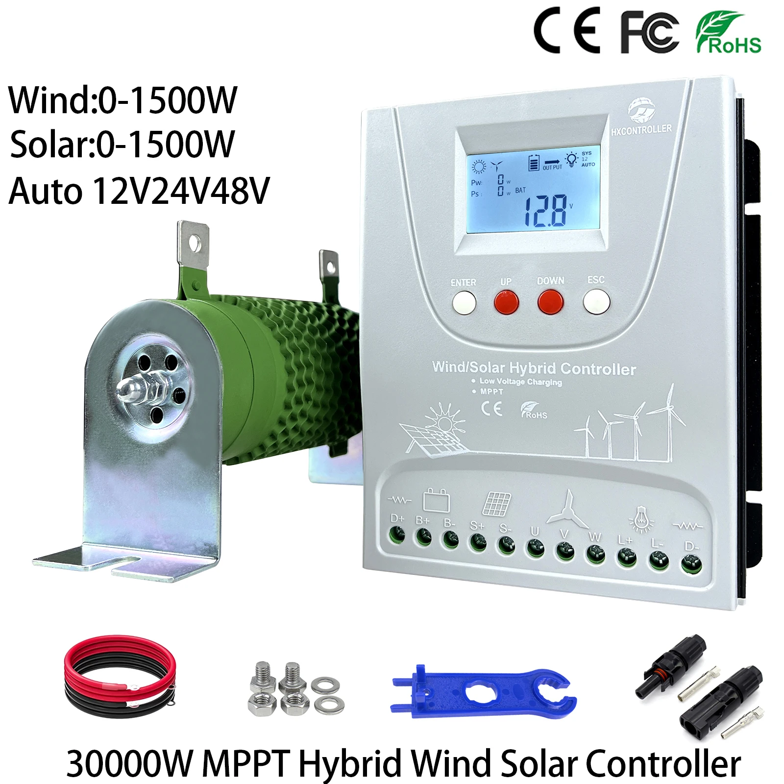 12V 24V 48V 2200W Hybrid Wind Solar Charge Controller MPPT Wind Generator Solar System Regualtor For Lifepo4 Lithium battery