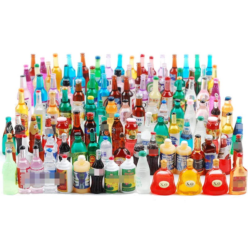120PCS Miniature Decor Drink Bottle Dessert Pastry Food Cake Topper Dollhouse Decoration (Drink) Visit the NWFashion Store