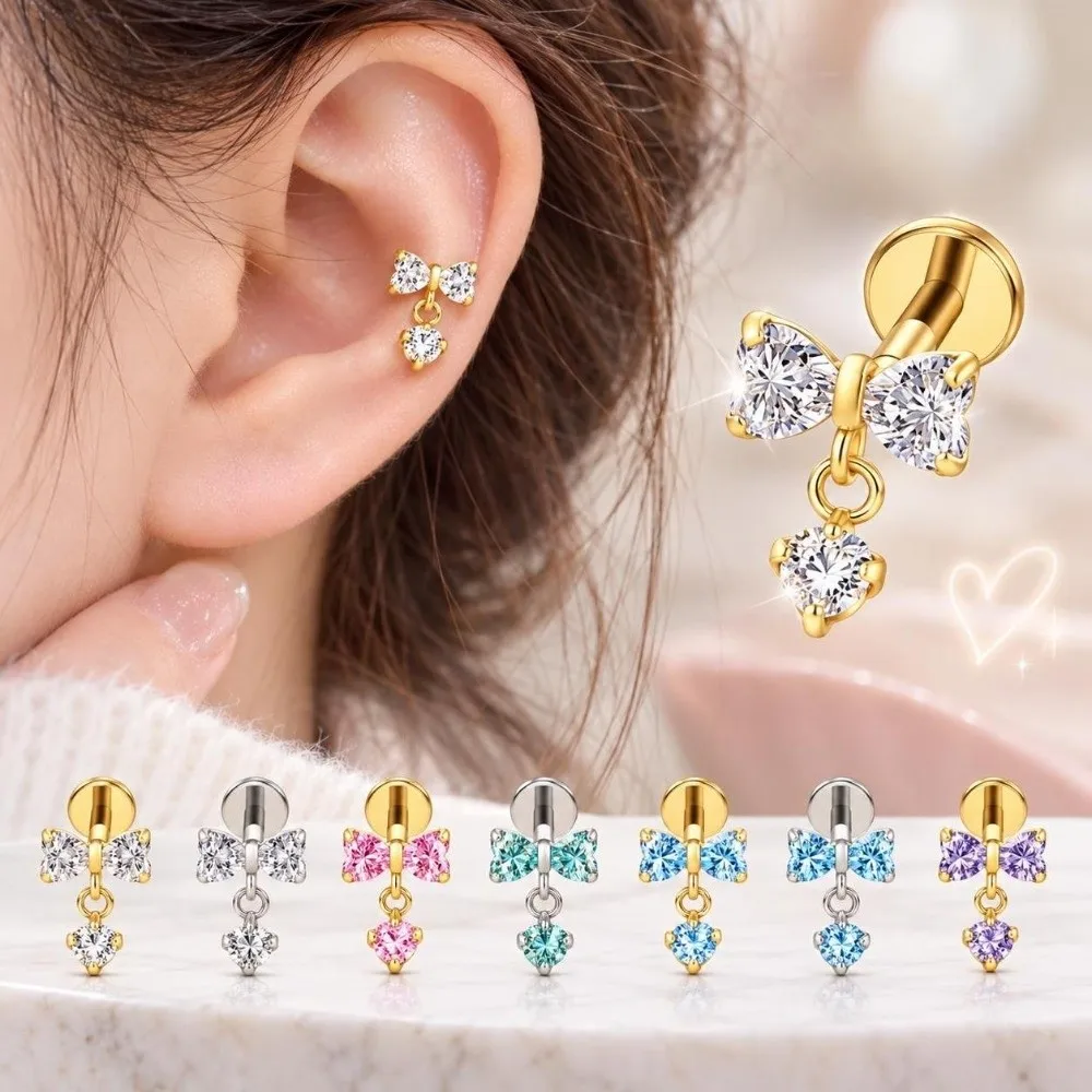G23 Titanium Cartilage Stud Earring Internally Threaded Dangle Charm Body Piercing Jewelry Dangle Charm Earring