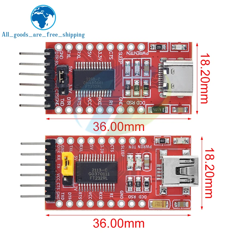 Módulo Adaptador Serial TTL para Arduino, TZT FT232RL FTDI, USB 3.3V 5.5V para TTL 232, Pro Mini USB para TTL 232