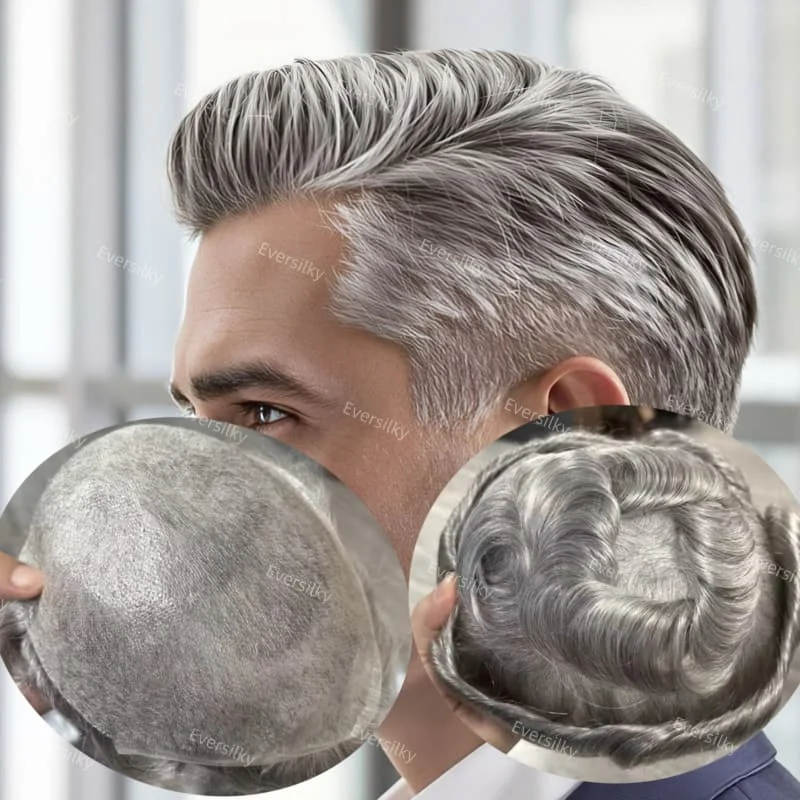 

Мужской капиллярный протез с системой париков 0,06-0,08 мм, полностью тонкая кожа # 1b65 # 1b80 черный, серый мужской парик, плотность 110%, парик из 100% человеческих волос