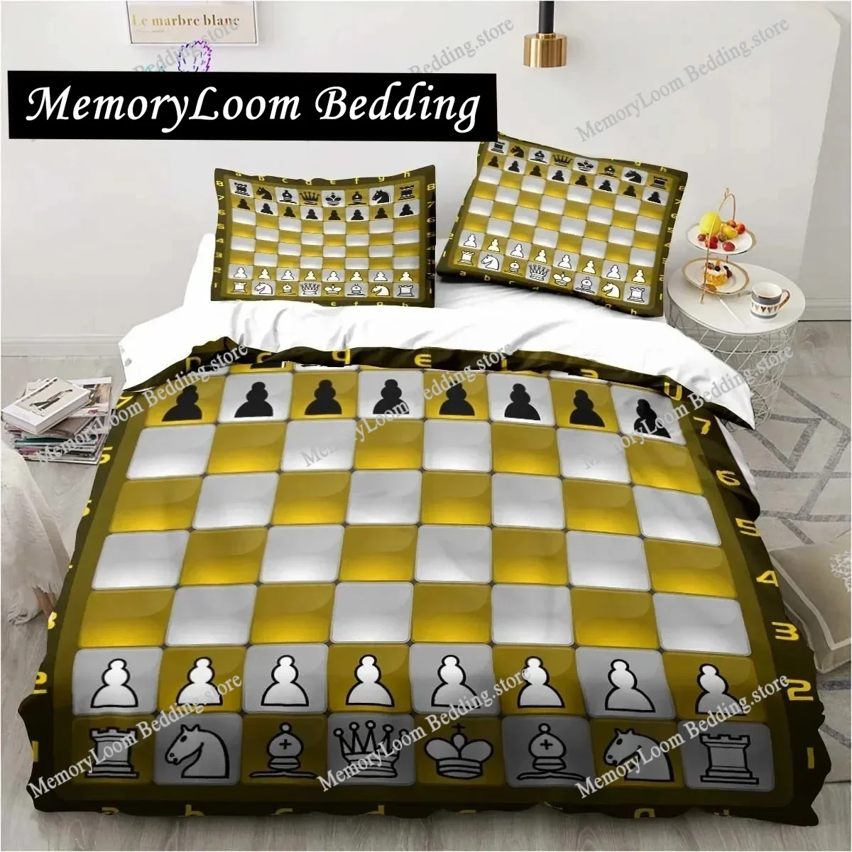 

Funny Chess Board Bedding Set Single Twin Full Queen King Size Bed Set Adult Kid Bedroom 3D Printed Bedding Gift