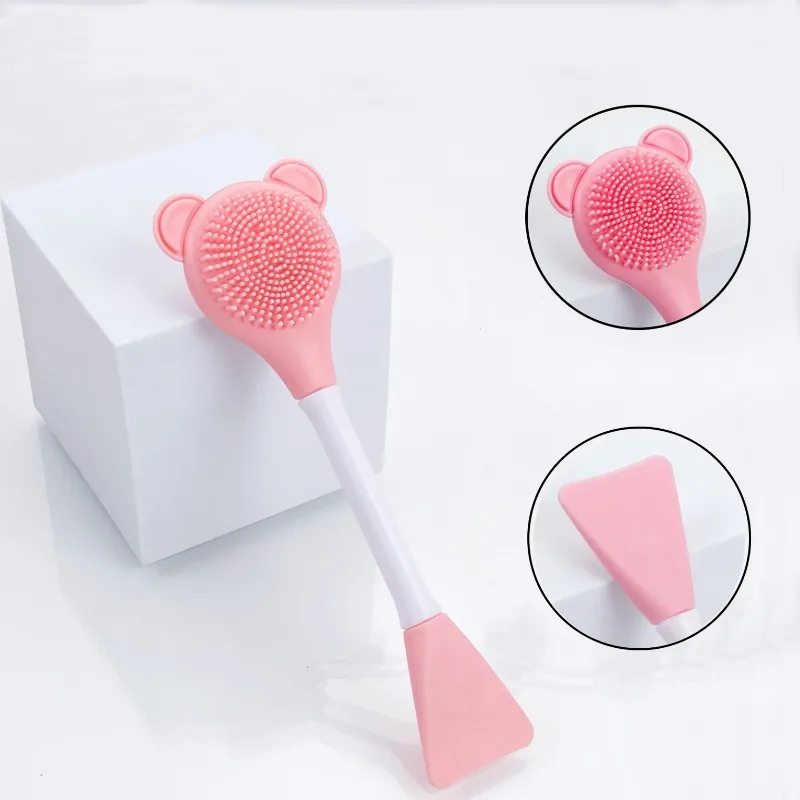 5 cepillos de limpieza facial de silicona de doble cabezal sin fragancia y sin alcohol: exfoliante y limpiador de poros para todo tipo de piel