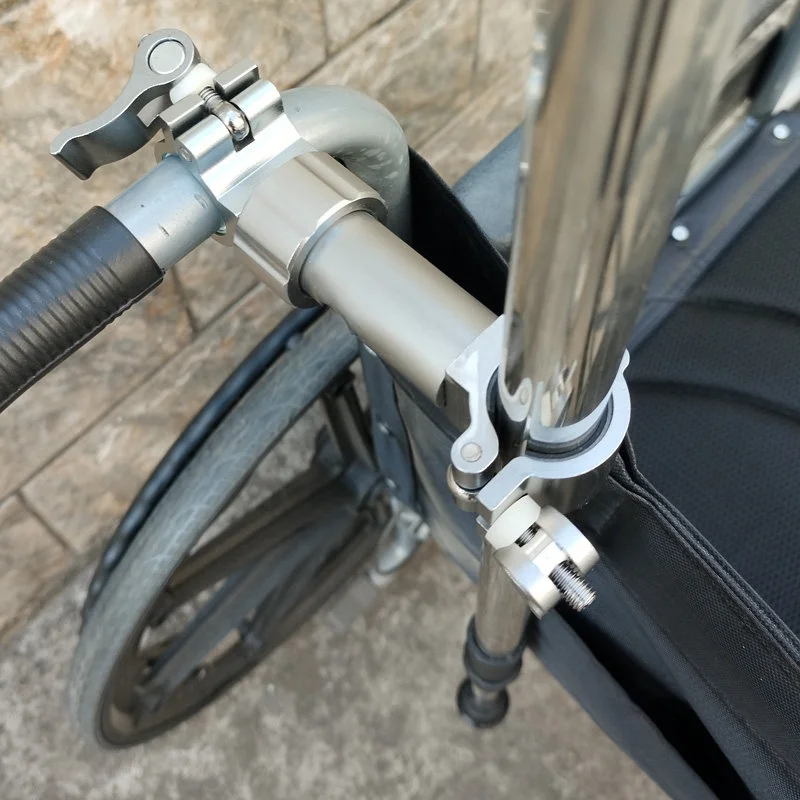 Aluminum Alloy Wheelchair Cane Holder,360° Rotatable Walking Stick Clip Clamp,Universal Mobility Scooter Crutch Mount Bracket Fo