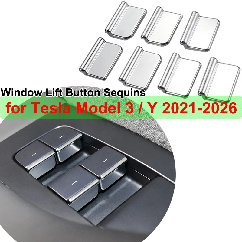 Für Tesla Model Y Juniper Zubehör 2026 2025 Türfensterheber-Schalterknopf-Verkleidungsaufkleber Model 3 Highland 2024 Blink Gadgets