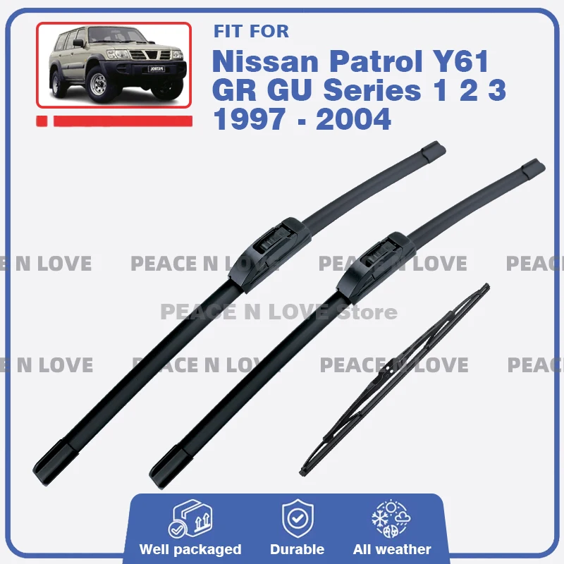 

Комплект передних и задних щеток стеклоочистителя для Nissan Patrol Y61 GR GU Series 1/2/3 1997-2004 гг., щетки для лобового стекла автомобиля, аксессуары