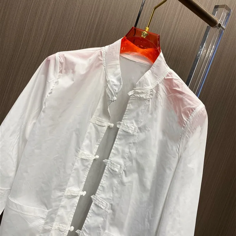 

Men's Long Sve Button up Summer Sun Protection Jaet Loose Fit Stand Collar T Top Chinese Sle Traditional Loose Coat