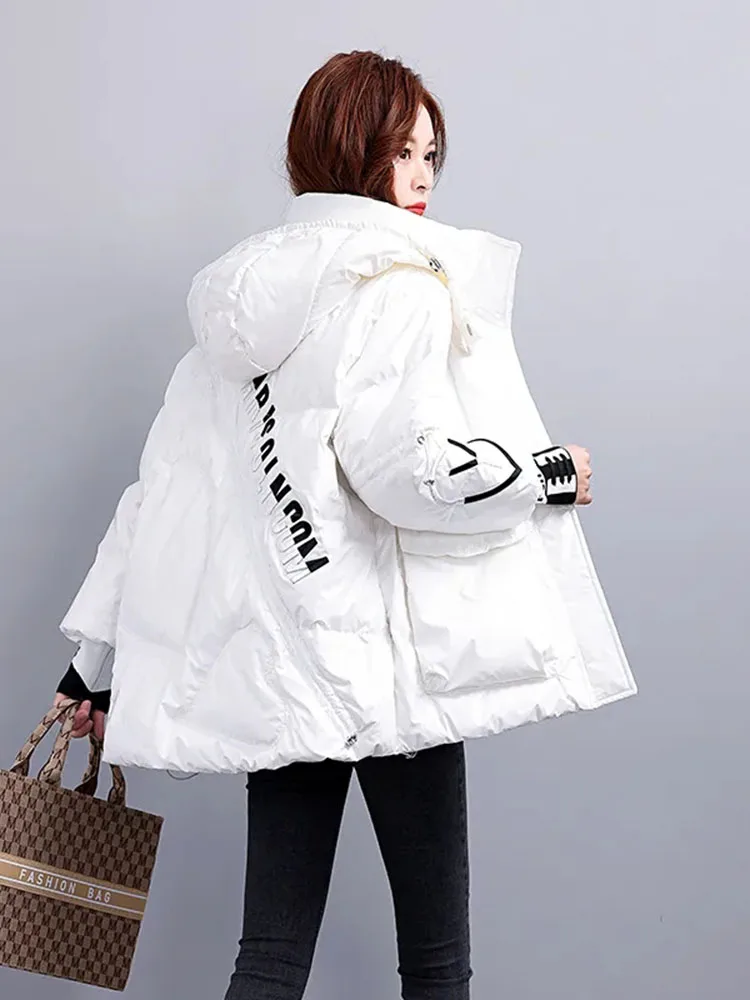 2024 Winter Cotton Padded Jacket Women Warm Thicken Cotton Coat  Loose Plus Size Long Parka Coat Winter Outwear Streetwear