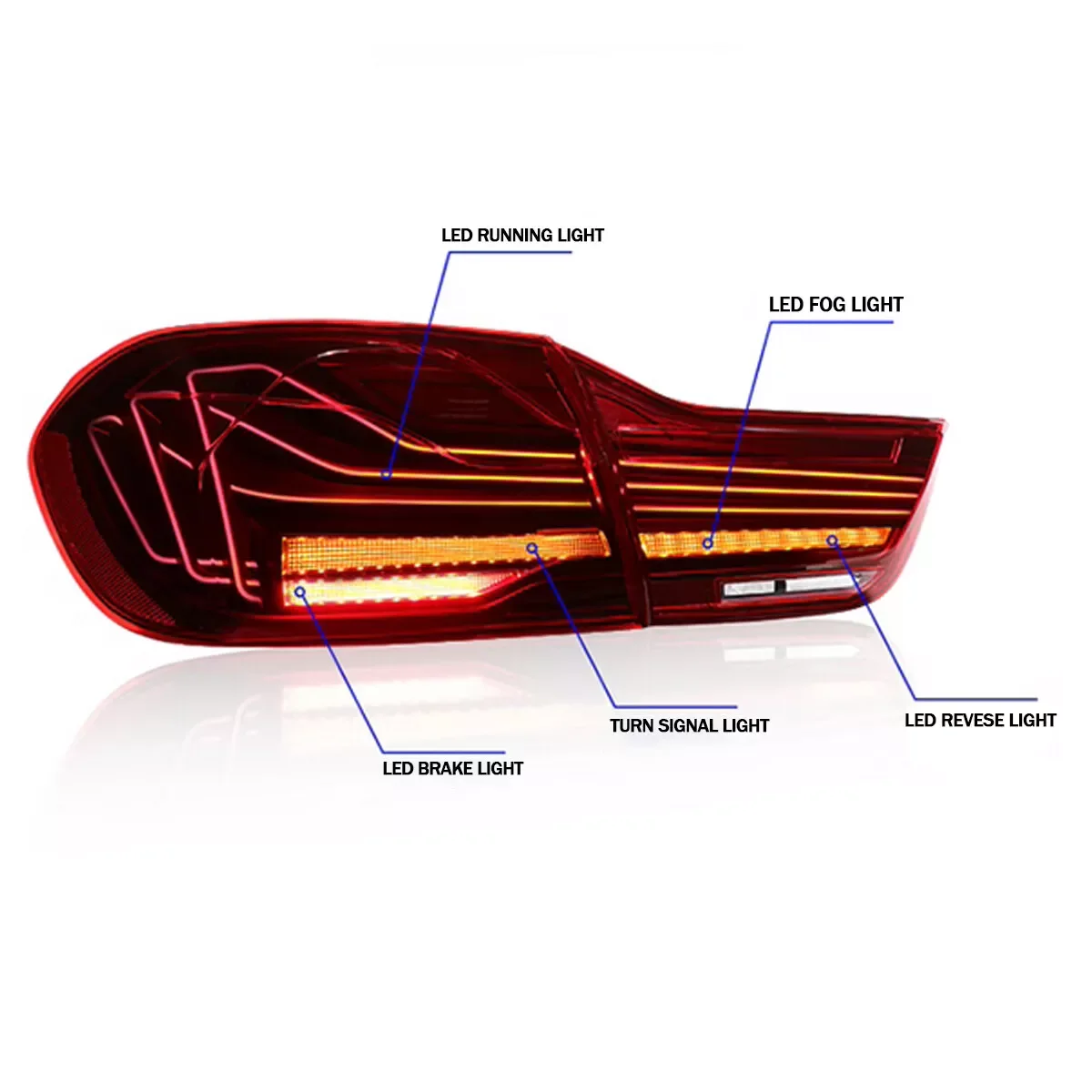 For BMW 4 Series 420i 430i 440i F32 F33 F82 F83 2014-2020 Tail Light Assembly CS Style Signal Lamp Red Lens LED Rear Tail Lights