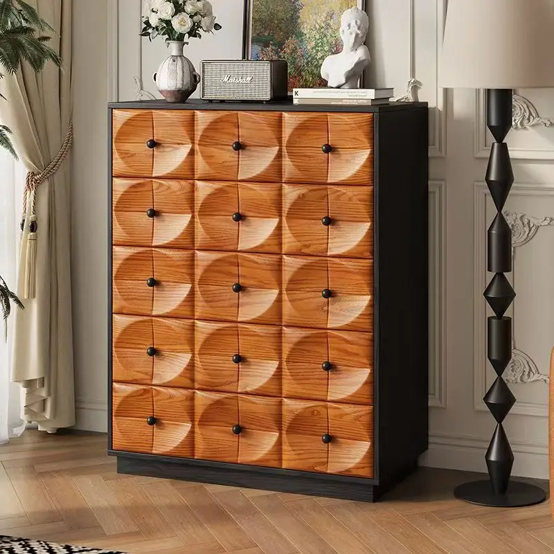 Solid wood chest multi-layer living room ripple cabinet storage TV cabinet chest cabinet
