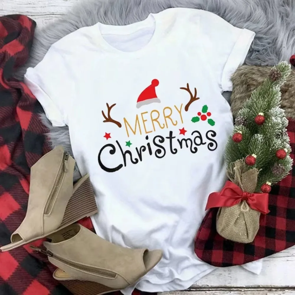 Santa Claus 90s Christmas New Year Holiday Graphic T Shirt Print T-shirt Top Women Fashion Clothing Female Short Sleeve Tees