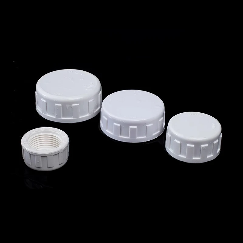 20-60mm White PVC Female End Cap Aquarium Fish Tank Drain Cap Screwed Cap Garden Irrigation Pipe Connector Water Tube Cap