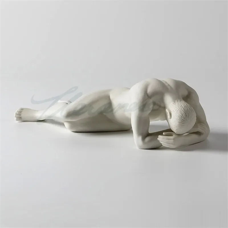 Modern Art Ceramics Statue Abstract Naked Body Art Sculpture Home Decor Nude Male Handicraft Interior Figurine Desk Decor
