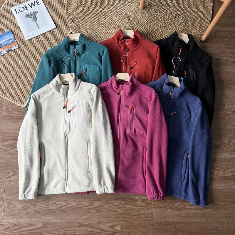 

Новая двусторонняя теплая флисовая куртка с воротником-стойкой на осень и зиму, повседневная и универсальная для мужчин и женщин.