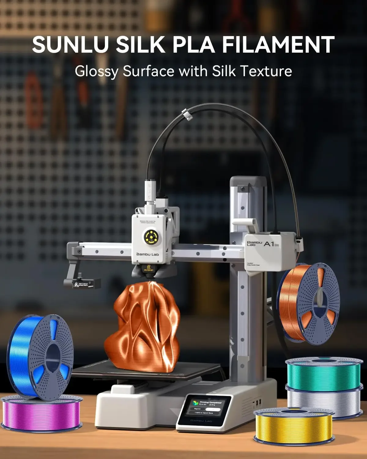 SUNLU Silk PLA PLUS Filament 3D 1,75 mm Wielokolorowy, Wysoki Połysk, Gładka Jedwabista Powierzchnia, PLA Silk do Większości Drukarek 3D FDM, 3 kg — zdjęcie produktu 6