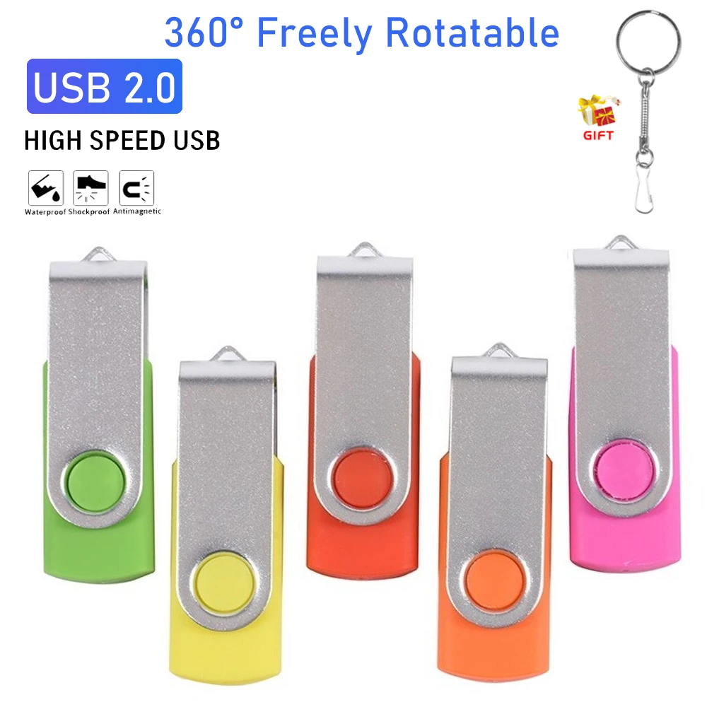 

USB 32GB Flash Drive 16 Giga Memory Stick Metal Jump Drive Swivel Pendrive Portable 64GB 128GB Cle Key Chain USB 2.0 Pen Drives