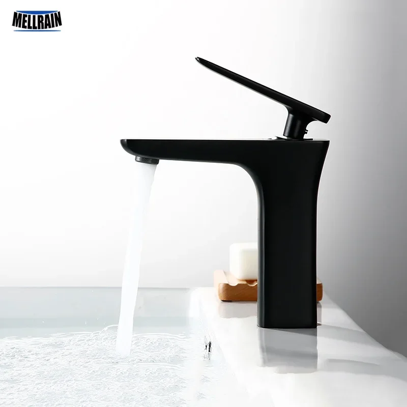 

Matt Black Palted Bathroom Basin Faucet Brass High Quality Toilet Fashion Design Water Mixer Tapware Single Handle Deck Mount