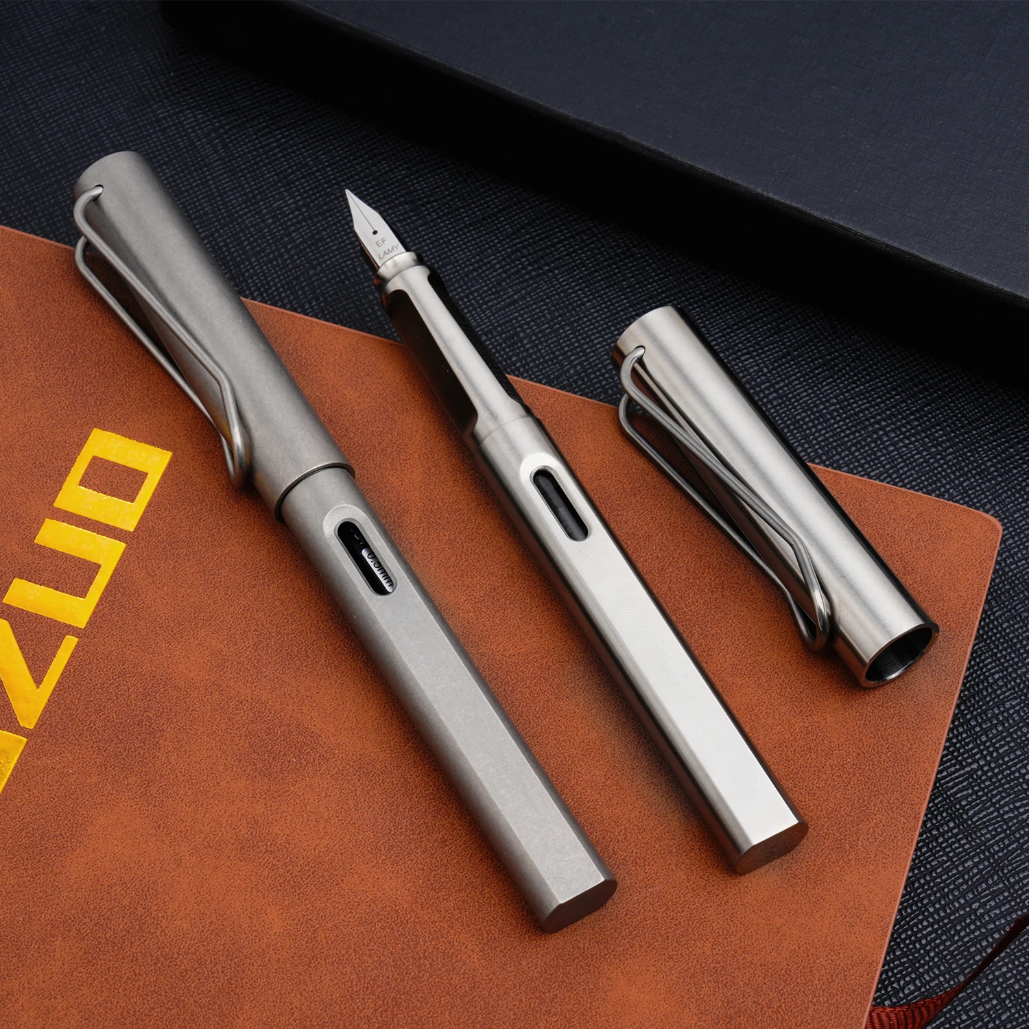 2IN1 سبائك التيتانيوم القلم قلم محايد اللون قلم معدني مكتب طالب القرطاسية الفاخرة هدية صندوق التعبئة والتغليف