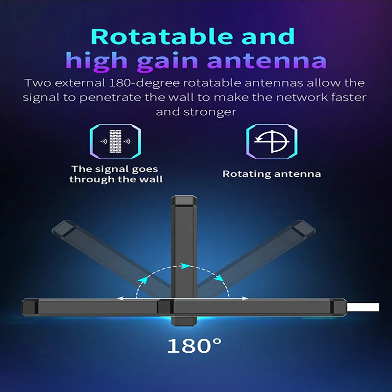 Potente adattatore WiFi USB Tri-Band da 5400Mbps per PC, compatibile con Windows 11/10, supporta USB3.0, 8x MU-MIMO, OFDMA, gioco E-sports