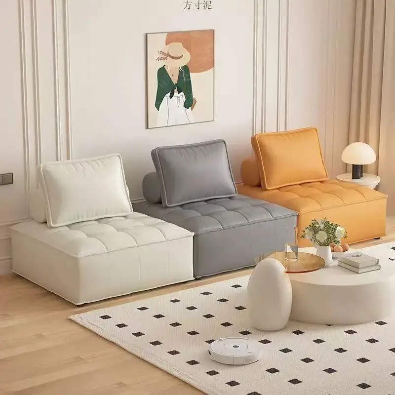 Custom Lightweight Luxury Apartment Sectional Sofa Living Room Lounge Sofa Cream-Colored Style Technical Fabric Sofa