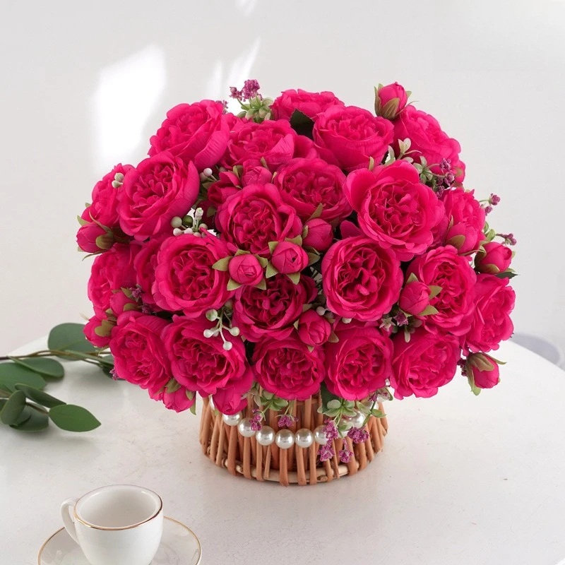 

Artificial Flower Spring Color Peony Silk Fabric Fake Bouquet Arrangements Dining Table Centerpieces Wedding Bridal Bouquet