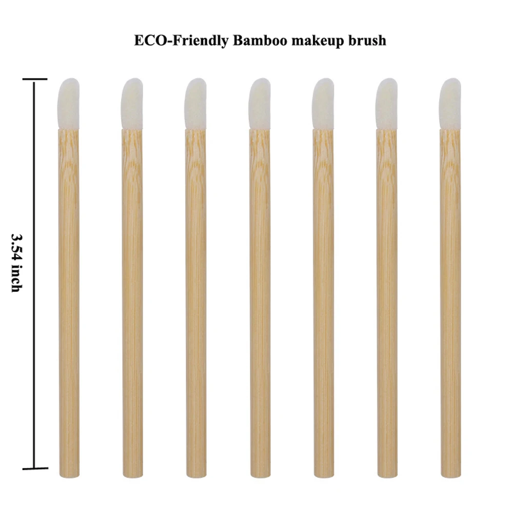 Milieuvriendelijke Bamboe Lip En Wenkbrauw Micro Borstel Met Eo Steriele Verpakking-50 Stuks
