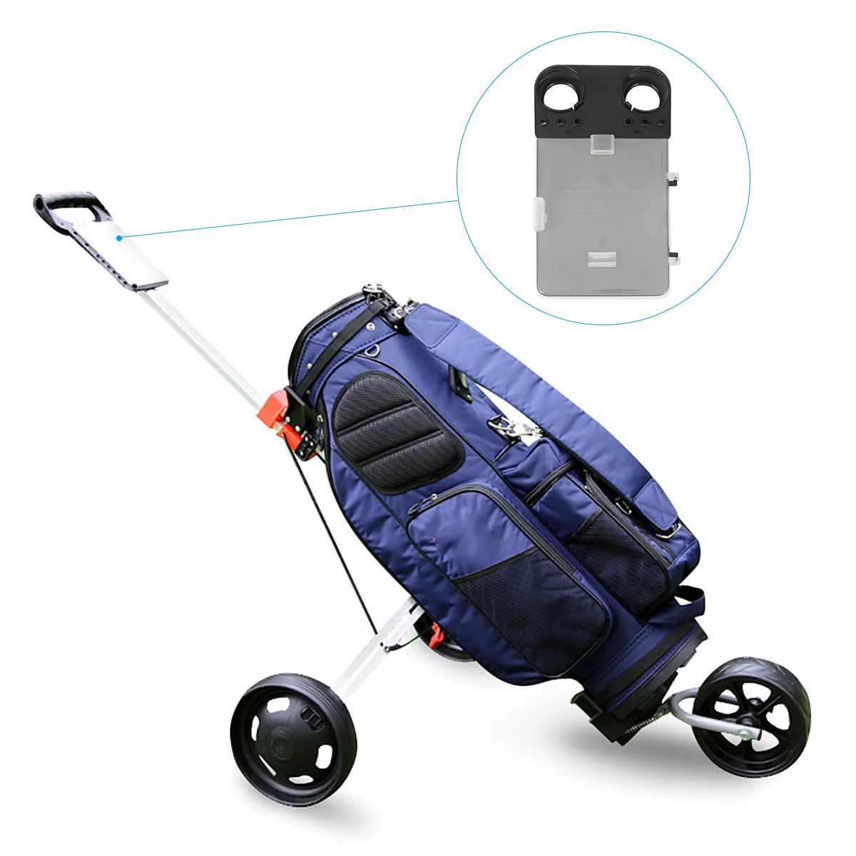 

Golf Cart Score Card Shell Three-wheel Folding Ball Aluminum Alloy Hand Trailer Timing Scorecard Holder Trolley Board Black