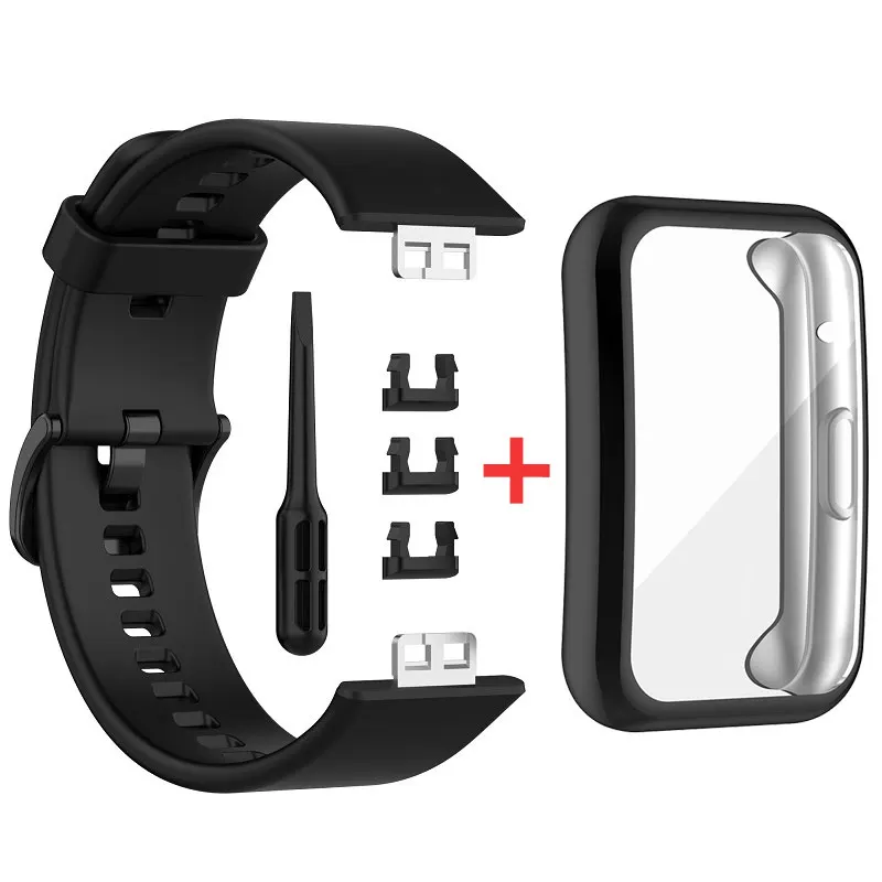 TPU Case+Silicone Band For Huawei Watch FIT Strap Smartwatch women Sport bracelet watchband+cover Huawei watch fit Accessories