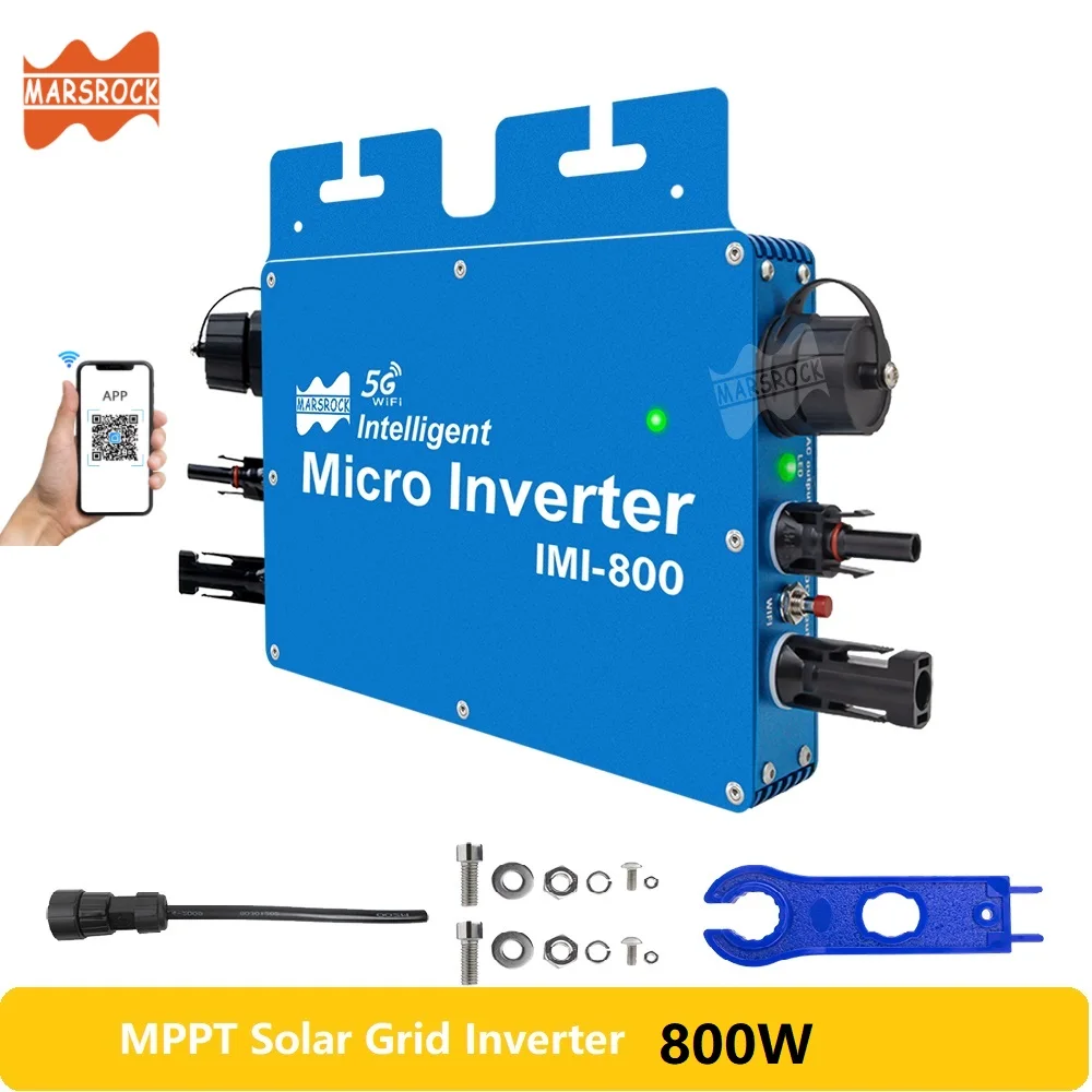 With Built In WiFi MPPT 800W IP65 Micro Converter PV 20-50VDC 110 or 220VAC On-Grid Micro Solar Inverter Tie, Colors Available