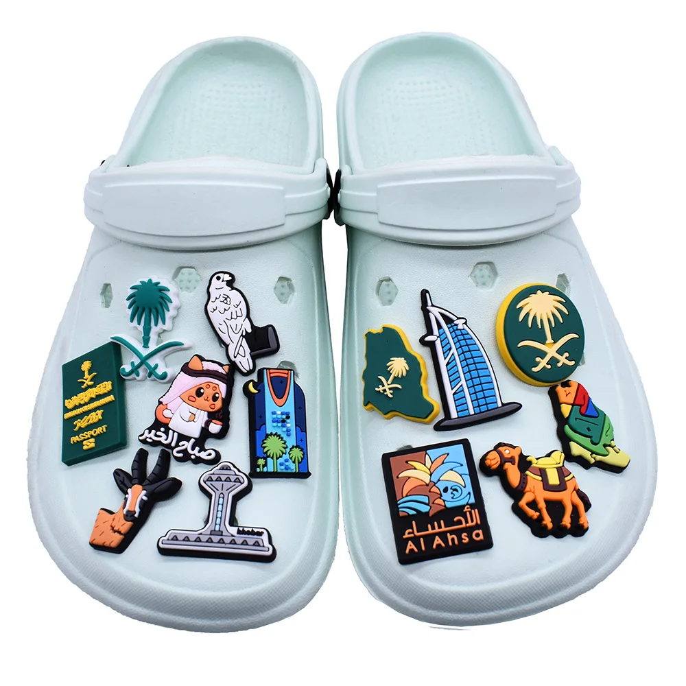 Mixed New Moroccan Hole Shoes Charm Flower Shoe Buckle Personalized DIY Removable Soft Rubber Garden Shoes Accessories Jewelry
