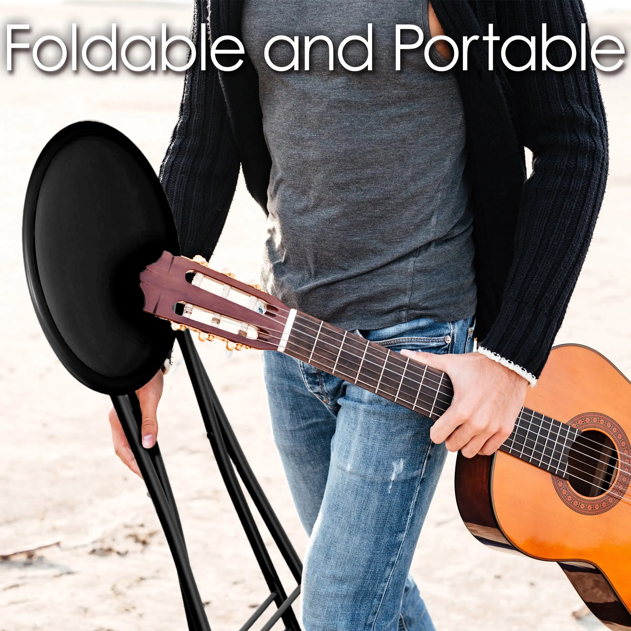 Home Backless 18-Inch Vouwbalk Met 225Lb Capaciteit, Zwart, Set Van 2