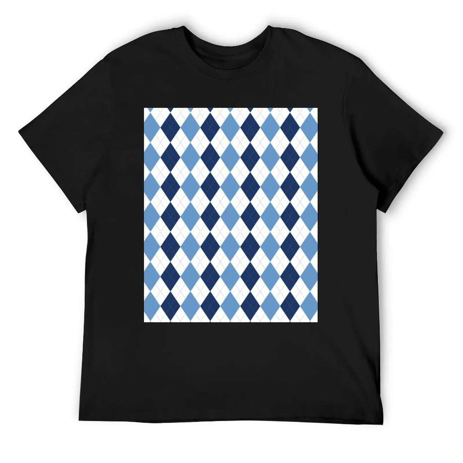 Navy/Carolina Argyle T-Shirt blacks street wear sweat Men's clothing