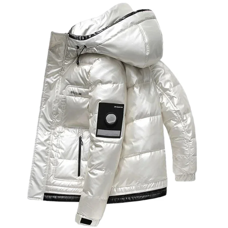 2024 Winter New High Quality Bright Face Wash Men's Down Jacket  White Duck Down Bread Suit High-end Thick Coat Men Solid Color