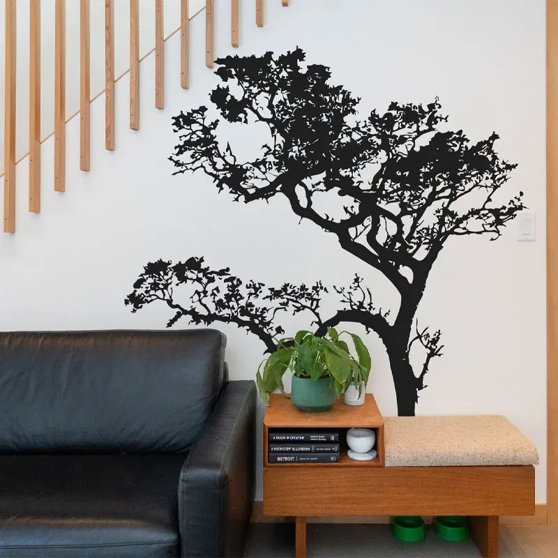 Big Oak Tree Wall Decal Vinyl Interior Home Decor Living Room, Bedroom, Nursery, Nature Plant Tree Sticker Removable Murals G209