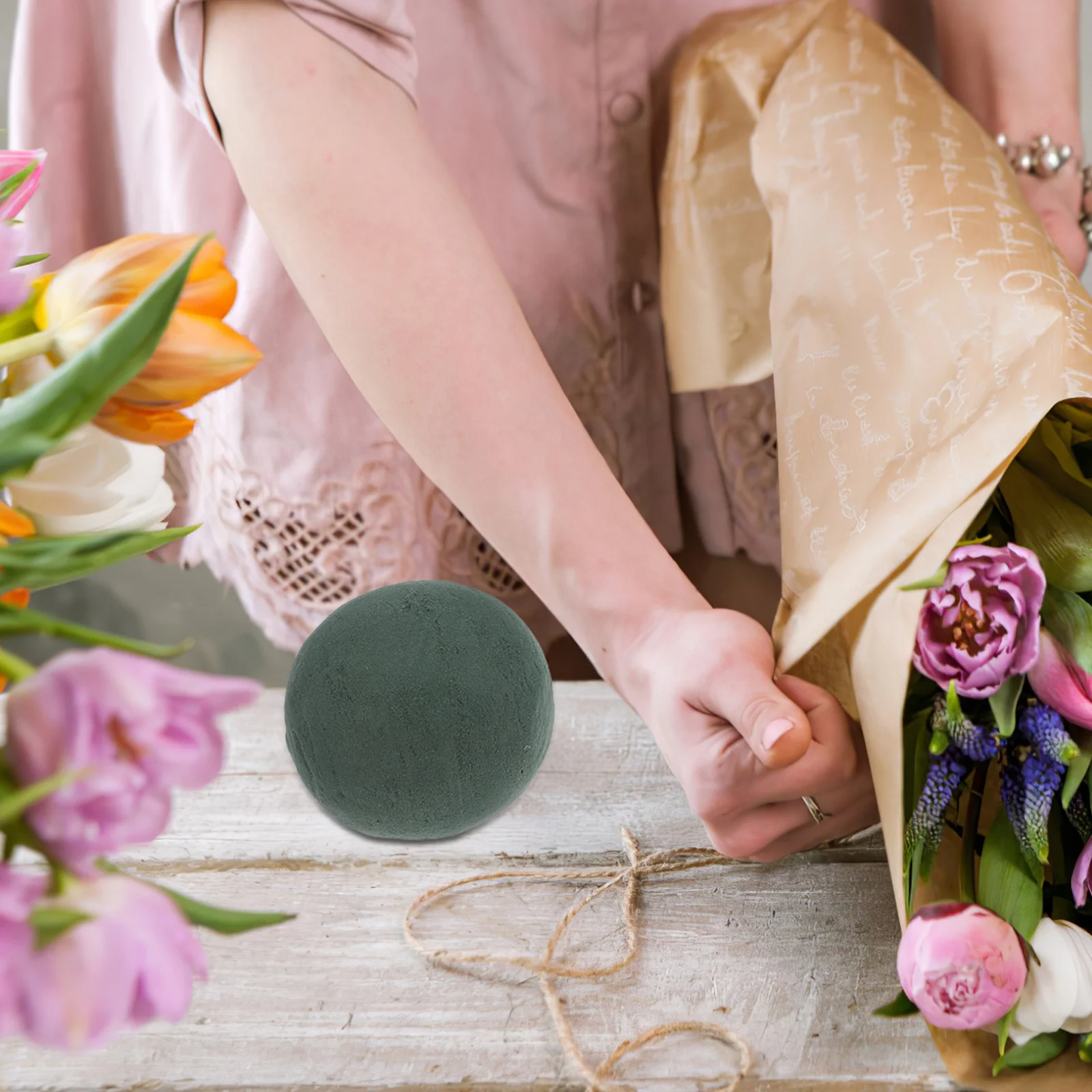 

8pcs 9Cm Round Floral Foam Spheres Water Absorbing Diy Flower Arrangement Supplies For Wedding Centerpieces Home Decor Green