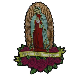 Battesimo Vergine Maria Mia Signora di Guadalupe Battesimo ricamato termoadesivo su toppa con fiori