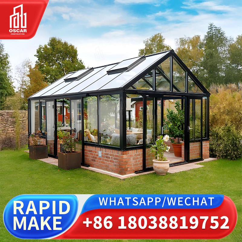 Multifunctional Sunroom Solarium Glass House Customized for Backyard Patio in North America Factory