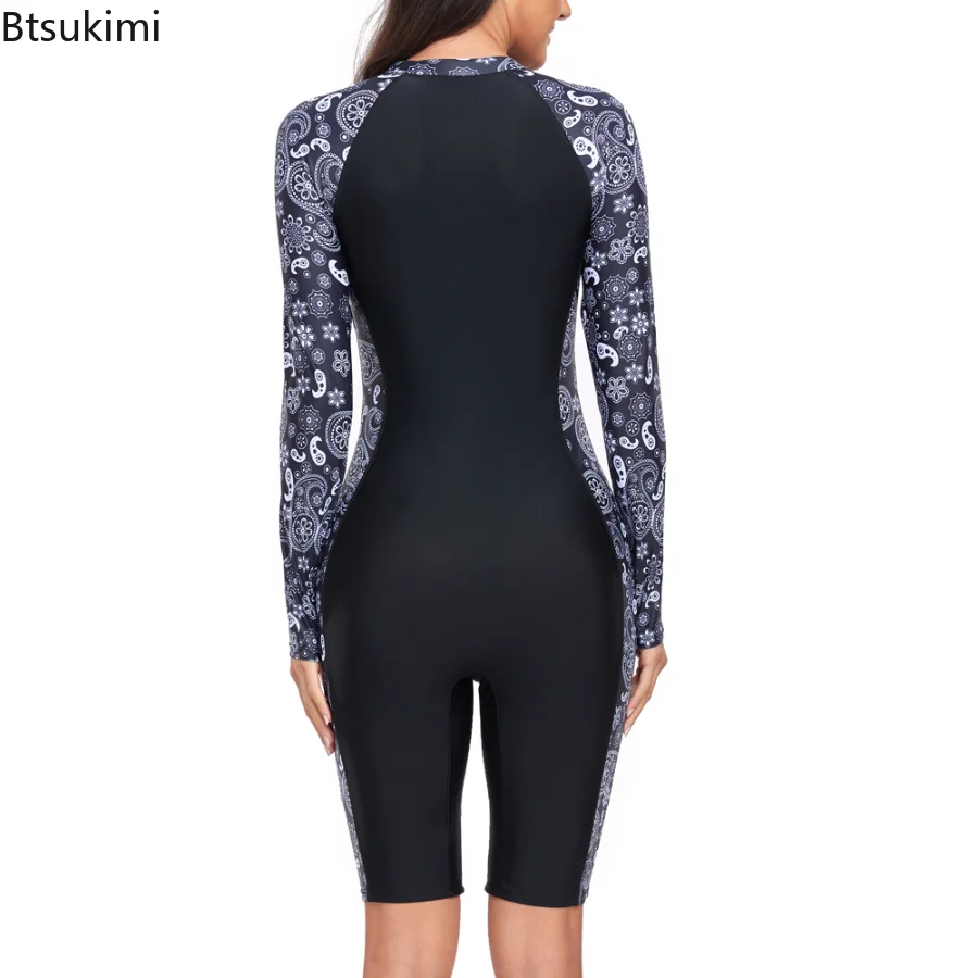 Women Swimsuit One Piece Surfing Clothes Sport Style Long Sleeve Jumpsuit Diving Suit Women's Swimwear Female Swimming Bodysuit
