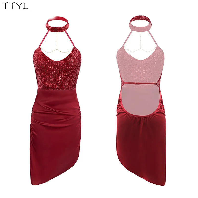 TTYL عيد الحب سلسلة ذهبية الديكور الأخدود الرجعية الترتر فستان جنسي الملابس الداخلية موحدة مثير منامة الملحقات الغريبة