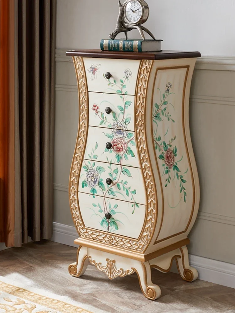 European-style 456 entrance chest cabinet solid wood American vase decorative  storage and finishing side retro painted whole