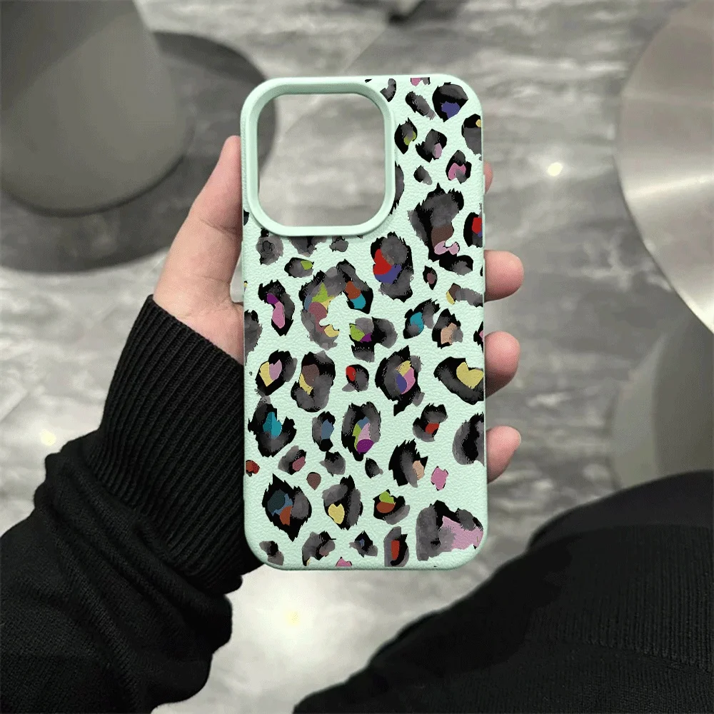 Regenbogen-Leopardenmuster Handyhülle für iPhone 17 16 15 14 13 12 Pro Max 16 15 14 Plus 17 16 15 14 Pro 17Air Silikon Matte Hülle – Detail 10