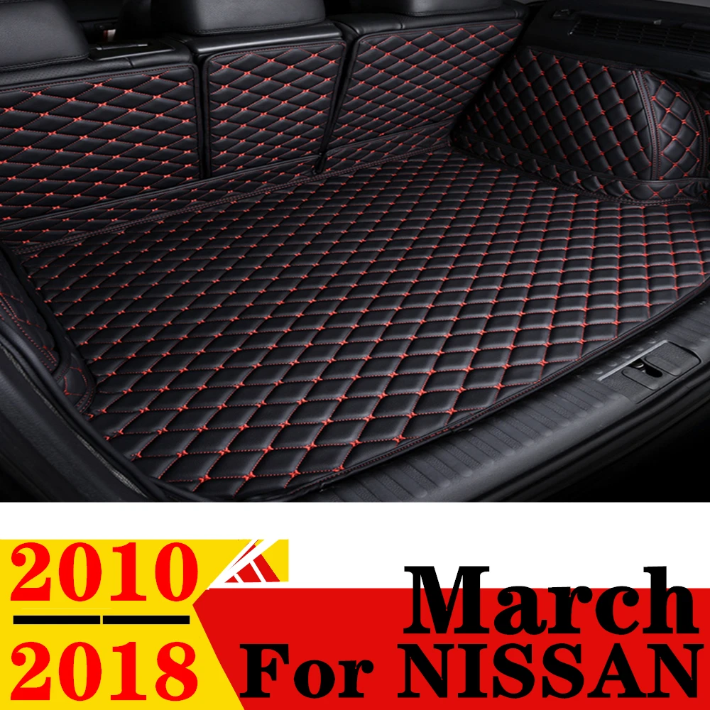 Car Trunk Mat For NISSAN March 2018 2017 2016 2015 2014 2013 2012 2011 2010 Rear Cargo Cover Carpet Liner Tail Boot Luggage Pad