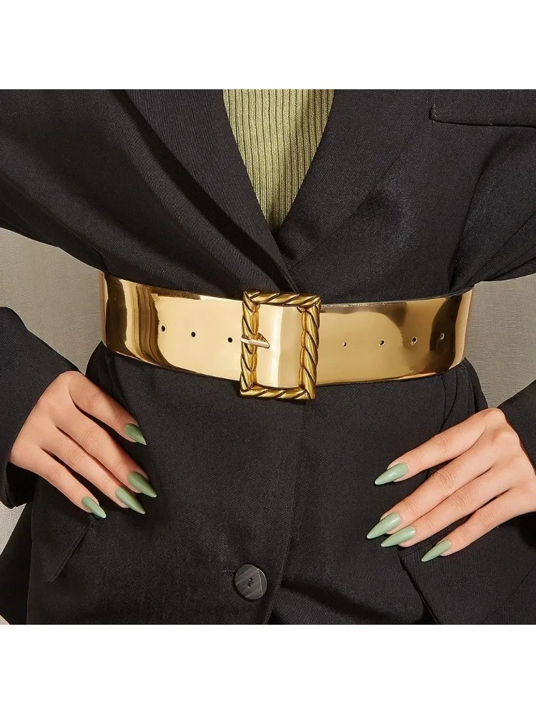 2024 أزياء السيدات عالية الجودة حزام ذهبي فستان قميص البدلة الزخرفية دبوس مشبك الأحزمة للنساء