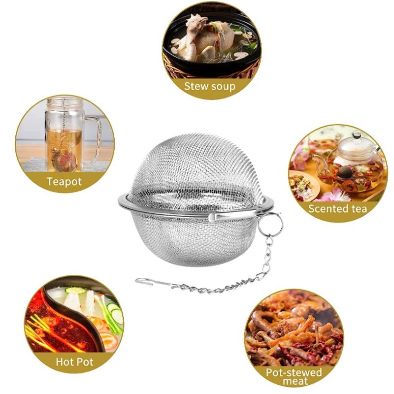 1-5pcs Stainless Steel Tea Infuser Sphere Locking Spice Tea Ball Strainer Mesh Infuser Tea Filter Strainers Kitchen Accessories