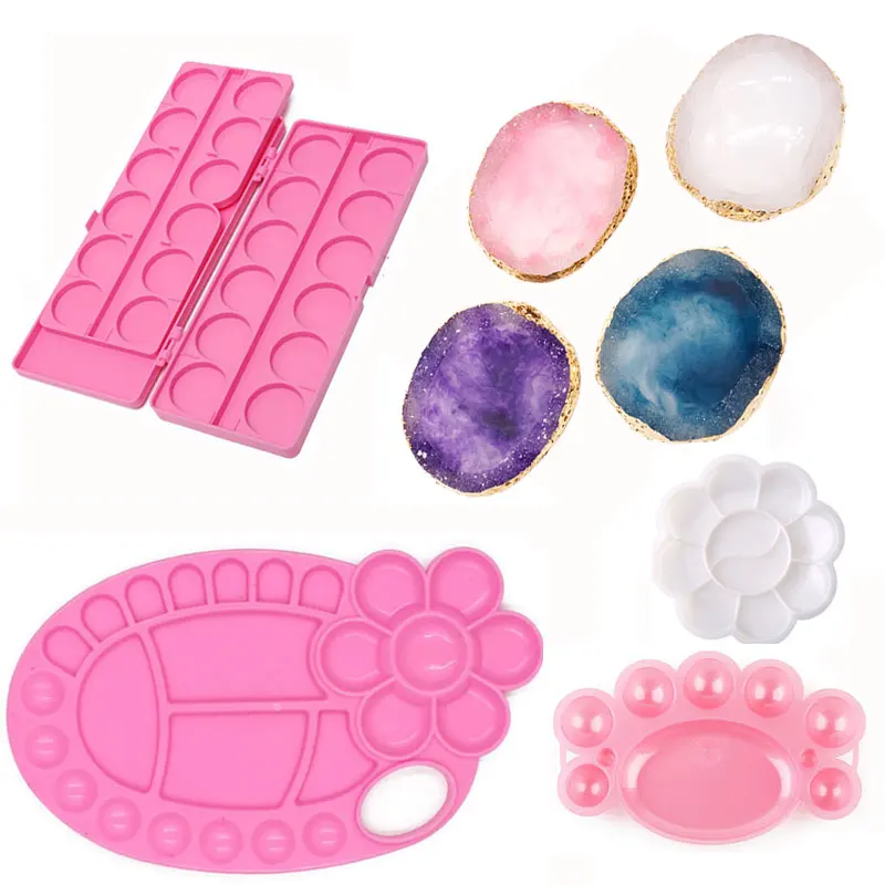 

1Pc Resin Agate Stone Nail Color Palette Gel Polish Mixing Drawing Paint Plate Nail Art Display Showing Shelf Manicure Tools