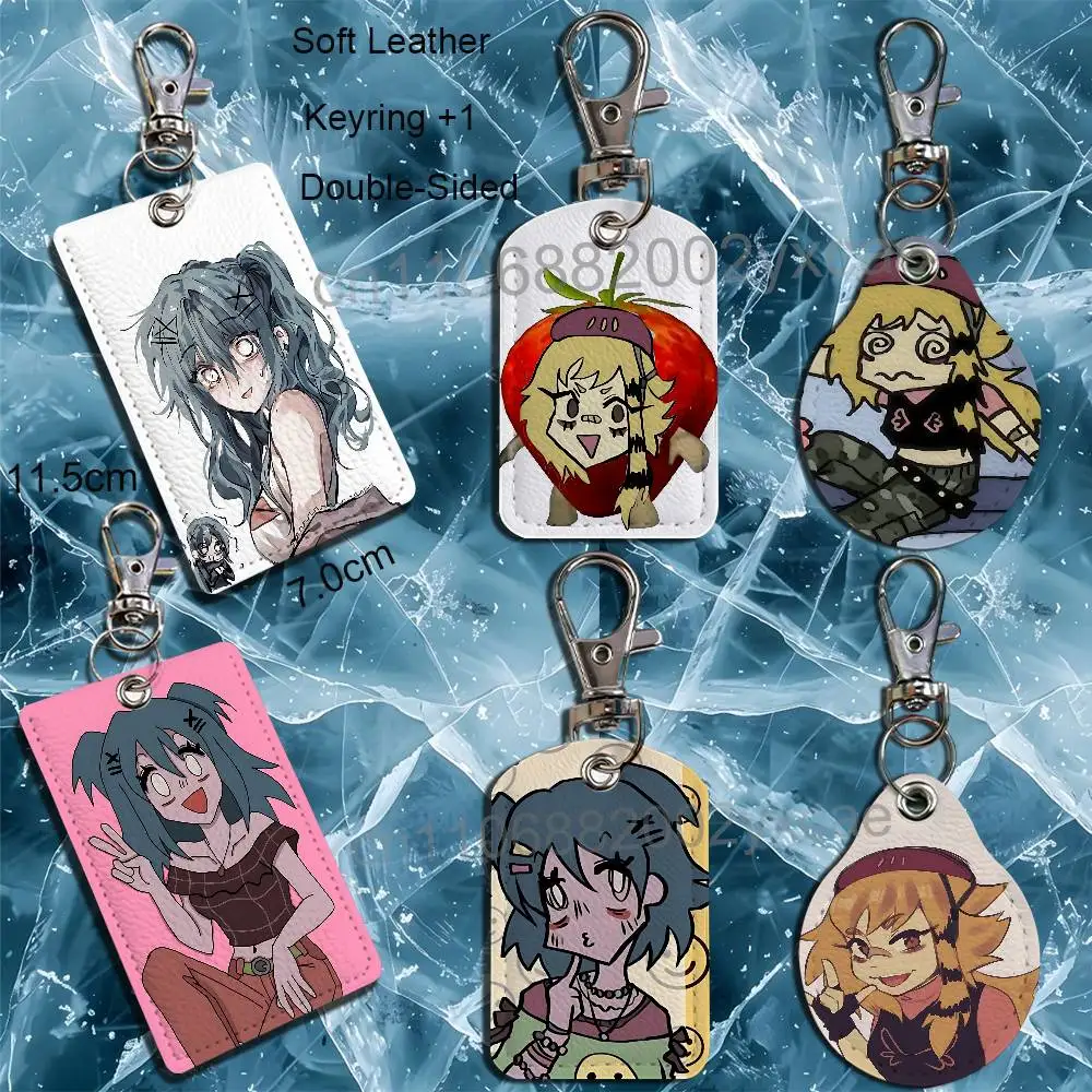 

Sweet Girl Jay Lacey Games Rectangle ID Card Case Keychain Access Card Bag Key Tag Ring Leather Card Holder Key Ring Access