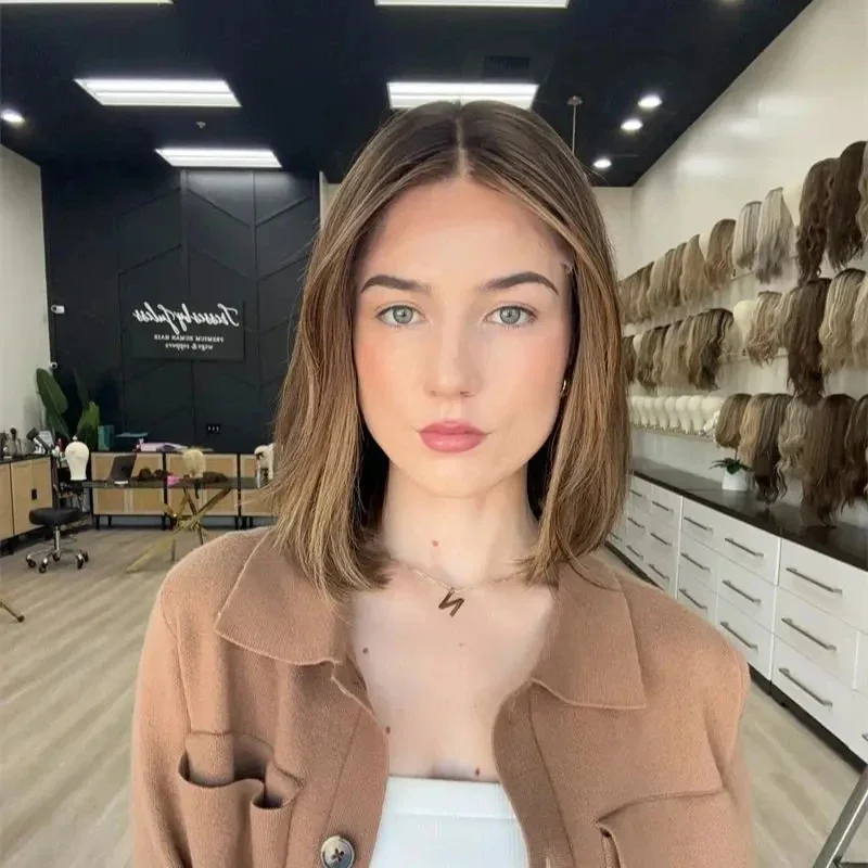 

Натуральные еврейские волосы омбре-коричневого цвета, без клея, мягкие, 14 дюймов, длинные, волнистые, с шелковой основой 5x5, с baby hair, HD-кружевом, европейские волосы, предварительно выщипанные.