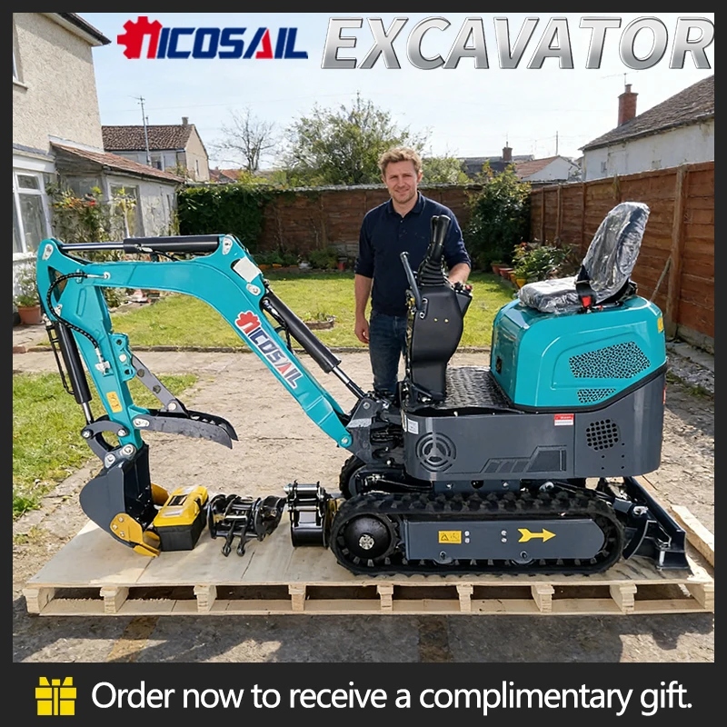 

1ton Mini Excavator For Home Use Hydraulic Swing Boom Compact Excavator For Backyard Renovation